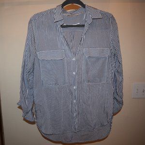 Zara Blue and White Stripe Blouse Size XS